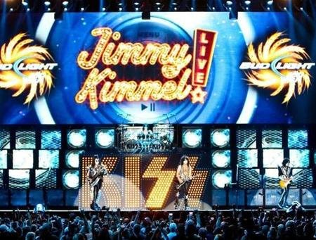 KISS performing in Detroit for their upcoming appearance on Jimmy Kimmel Live