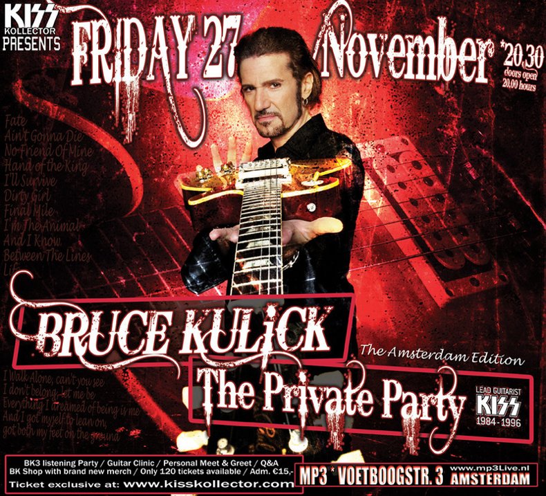 Bruce Kulick The Private Party Amsterdam Flyer