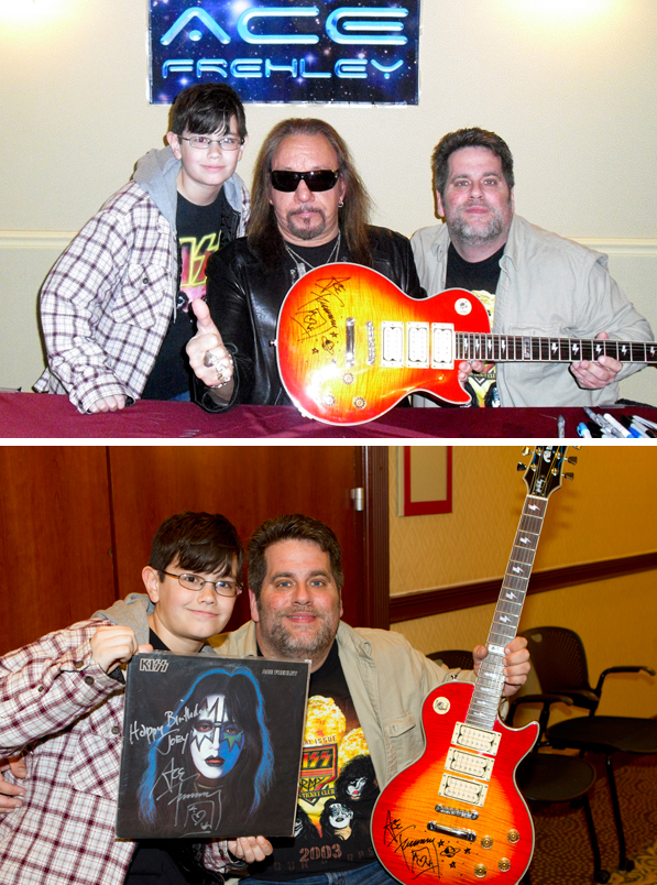 Joe Marlow Jr. and Joe Marlow Sr. show off their Ace Autographs